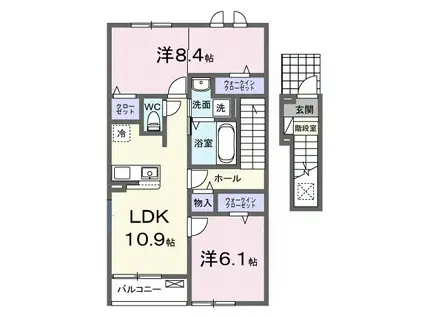 ラ メッゾⅡ(2LDK/2階)の間取り写真