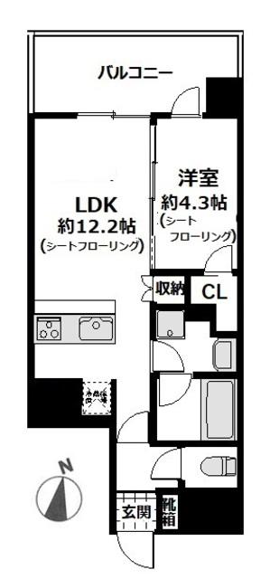 PORTSIDE URBAN RESID(1LDK/8階)の間取り写真