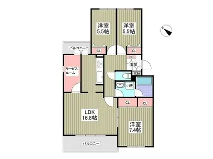 リブレス成田A(3SLDK/3階)の間取り写真