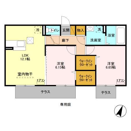 ルシェリア一番館・二番館(2LDK/1階)の間取り写真