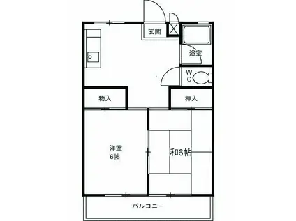 塚場ハイツⅢ(2DK/3階)の間取り写真