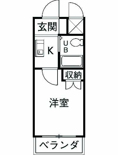 ダイアパレス淵野辺(1K/2階)の間取り写真