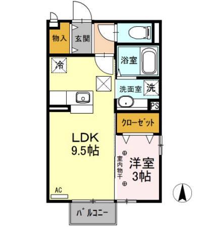 プランタン A(1LDK/1階)の間取り写真