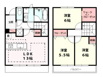 コモレビ大蔵　Q(3LDK)の間取り写真
