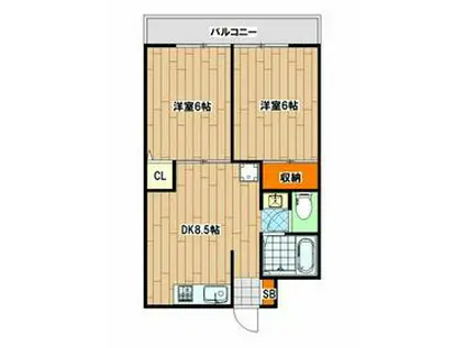 プレジュールメゾンⅣ(2DK/3階)の間取り写真