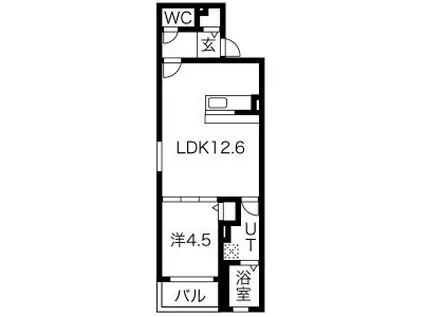 TRYⅢ鳥羽見(1LDK/1階)の間取り写真