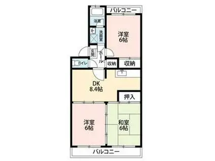 ロイヤルグリーン八千代4号棟(3DK/3階)の間取り写真