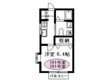 プレ・デ・ガール百合丘(1K/1階)の間取り写真