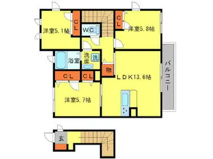 フォレストガーデン ウエスト(3LDK/2階)の間取り写真
