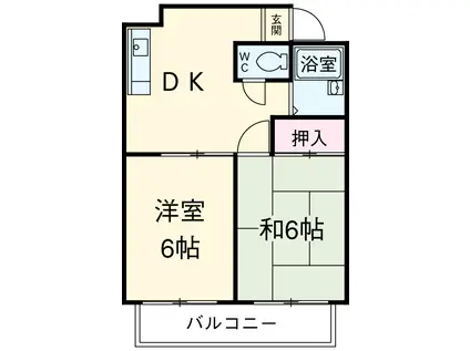 コーポリカⅡ(2DK/2階)の間取り写真