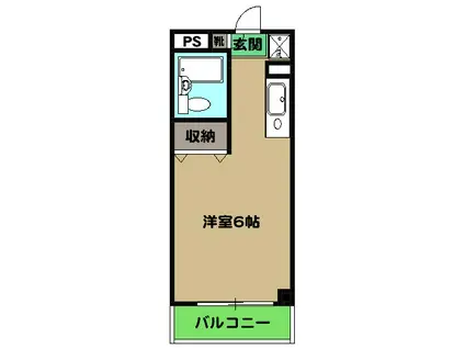 コーポリカⅢ(ワンルーム/2階)の間取り写真