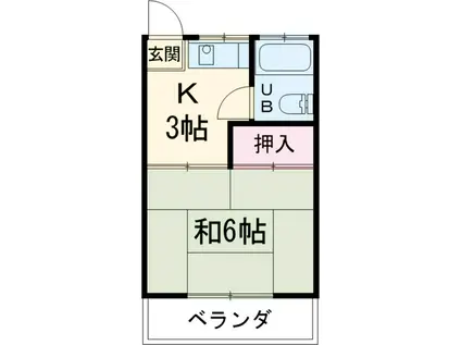 第一落合荘(1K/2階)の間取り写真