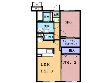 メゾン・ダルカンシールⅡ(2LDK/2階)の間取り写真
