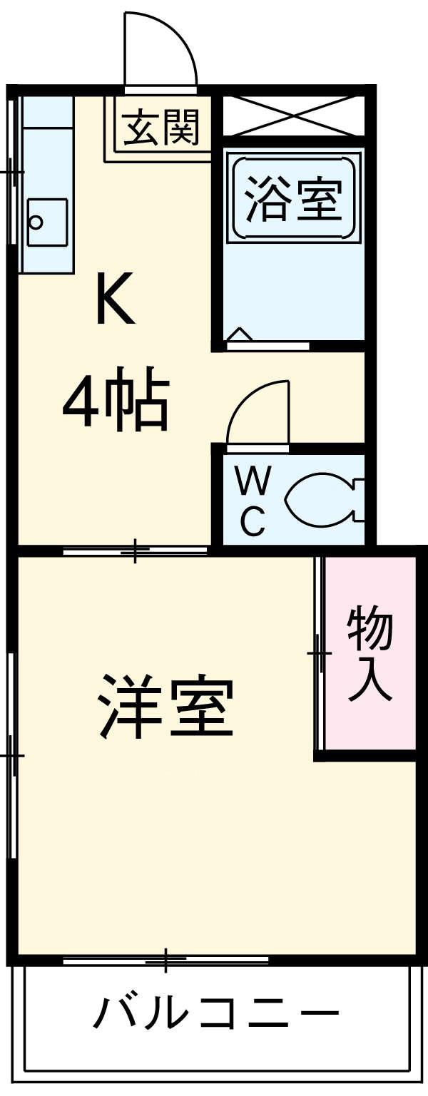 東ハイツ淵野辺(1DK/2階)の間取り写真
