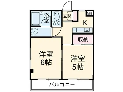 KHハイツ2(2K/2階)の間取り写真