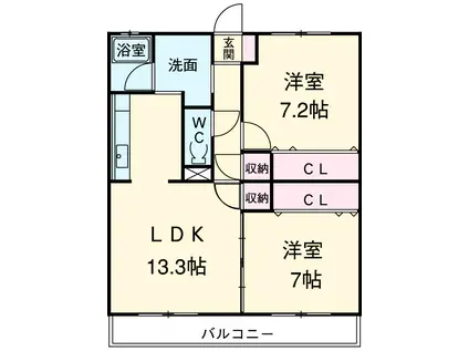 PENNY LANE(2LDK/3階)の間取り写真
