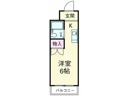 コーポリカⅢ(ワンルーム/2階)の間取り写真