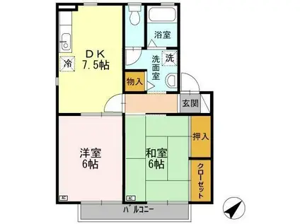 フォレスト・ヴィラ B(2DK/2階)の間取り写真