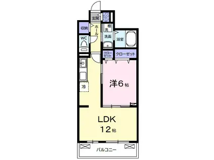 リバーサイドⅡ(1LDK/2階)の間取り写真