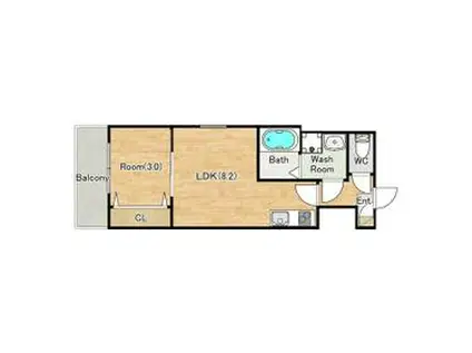 ジーメゾン名古屋牛立オーク(1LDK/2階)の間取り写真