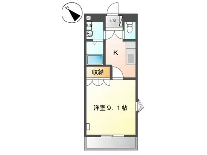 アメニティ十二天(1K/2階)の間取り写真