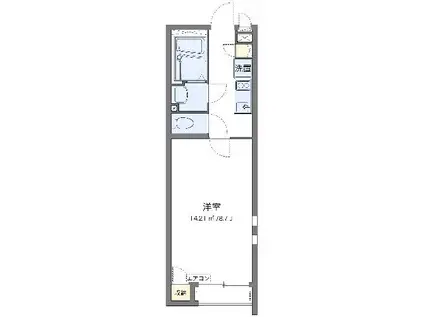 クレイノアムールⅢ(1K/1階)の間取り写真