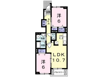 エントランス小牧 Ⅴ(2LDK/1階)の間取り写真