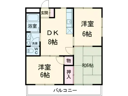 サンハイムカゲヤマ(3DK/1階)の間取り写真