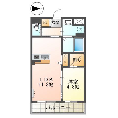クラージュロシェ(1LDK/2階)の間取り写真