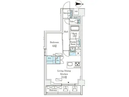 ARKMARK新宿西落合(1LDK/4階)の間取り写真