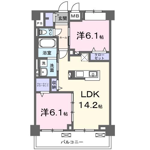 エルドール(2LDK/3階)の間取り写真