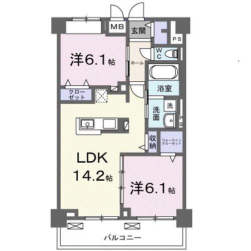 エルドール(2LDK/6階)の間取り写真