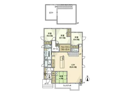 四日市あすなろう 内部駅 徒歩7分 2階建 築6年(4LDK)の間取り写真