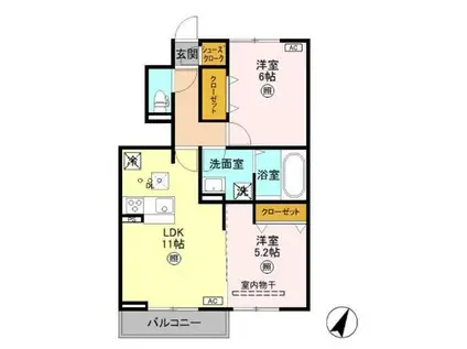 グラネージュ(2LDK/1階)の間取り写真