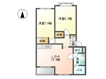 マルベリーS(2LDK/1階)の間取り写真