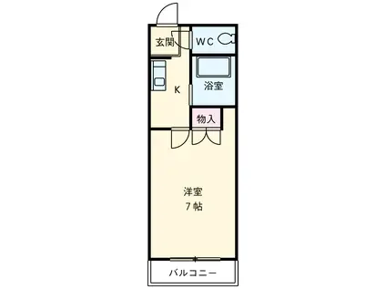 ミノタハイツ不二ガ丘2(1K/2階)の間取り写真