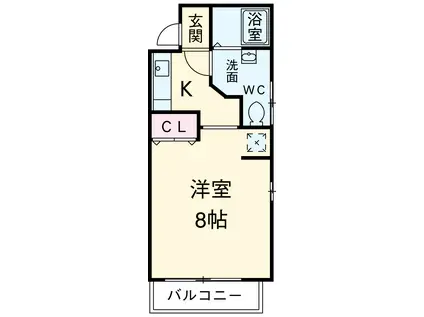 センチュリィ山の手(1K/2階)の間取り写真