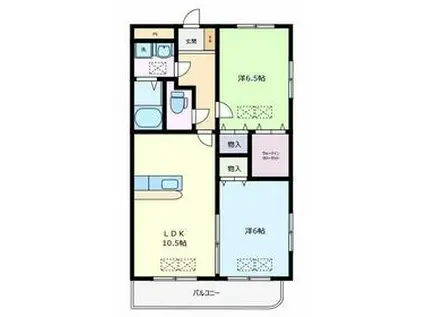 ルネスグランドールⅡ(2LDK/2階)の間取り写真