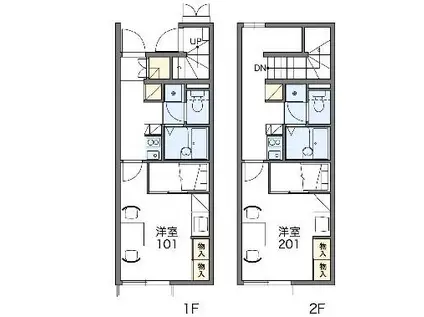 レオパレス大楽寺Ⅱ(1K/2階)の間取り写真