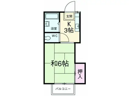 美乃里コーポ(1K/2階)の間取り写真