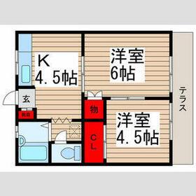 林田コーポ(2K/1階)の間取り写真