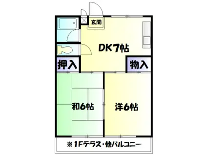 塚場ハイツⅡ(2DK/1階)の間取り写真