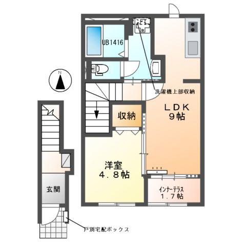 シェルル・スターテラス新都田3丁目(1LDK/2階)の間取り写真