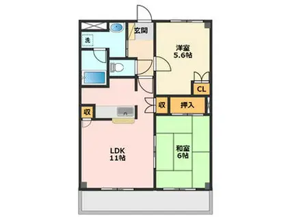 アメニティパークC(2LDK/3階)の間取り写真