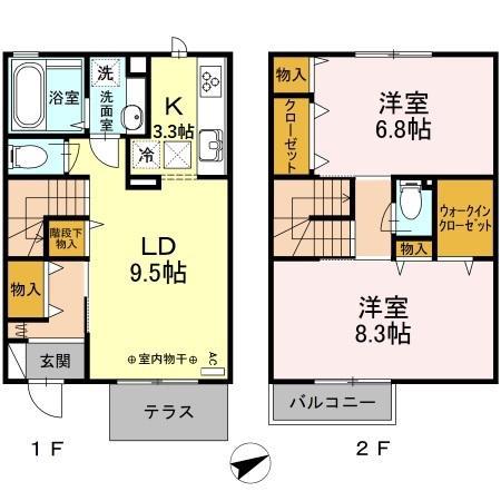 MAISONETTEコウリョウ鎌倉山(2LDK/1階)の間取り写真