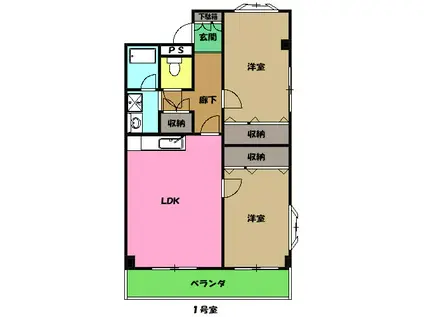 金子ハウス(2LDK/3階)の間取り写真