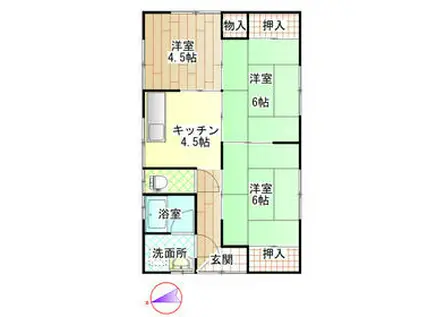 中央本線 竜王駅 徒歩29分 1階建 築39年(3K)の間取り写真