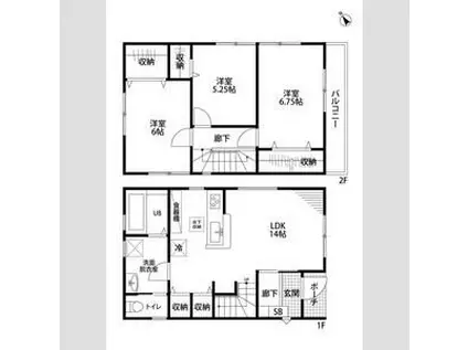 北総鉄道 小室駅 徒歩9分 2階建 築2年(3LDK)の間取り写真