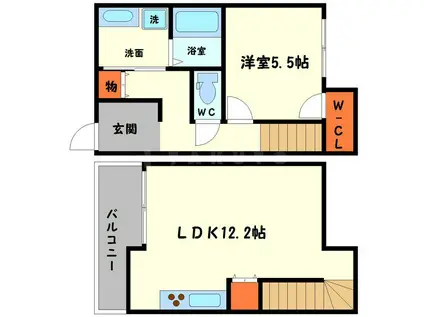 リヴァージュ木川(1LDK)の間取り写真