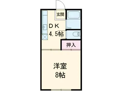 政海ハイツ(1DK/1階)の間取り写真